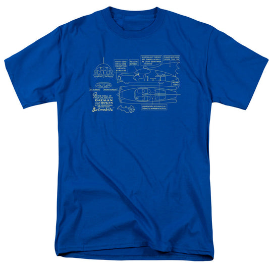 Batman Batmobile Mens T Shirt Royal Blue Officially Licensed