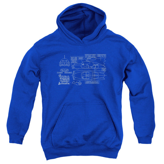 Batman Batmobile Kids Youth Hoodie Royal Officially Licensed