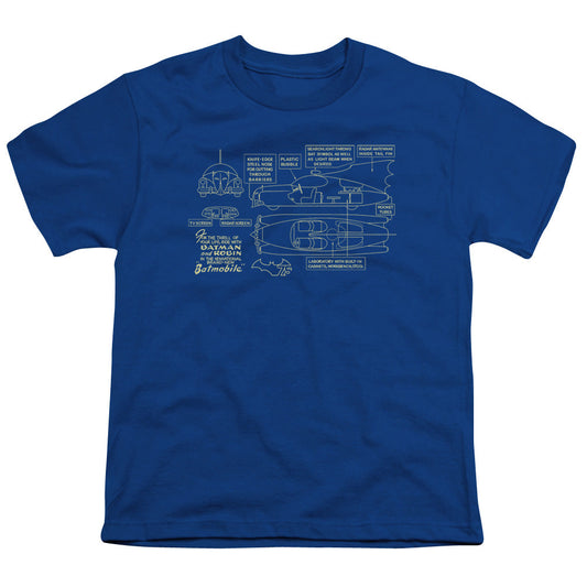 Batman Batmobile Kids Youth T Shirt Royal Blue Officially Licensed