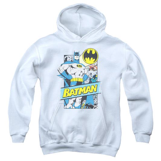 Batman Out Of The Pages Kids Youth Hoodie White Officially Licensed