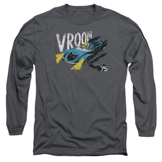 Batman Vroom Mens Long Sleeve Shirt Charcoal Officially Licensed