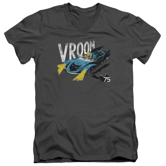 Batman Vroom Mens Slim Fit V Neck T Shirt Charcoal Officially Licensed