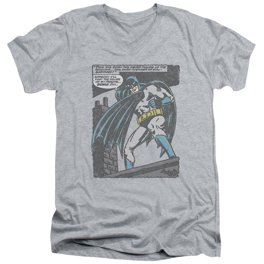 Batman Bat Origins Mens Slim Fit V Neck T Shirt Athletic Heather Officially Licensed