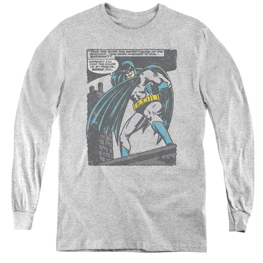 Batman Bat Origins Long Sleeve Kids Youth T Shirt Athletic Heather Officially Licensed