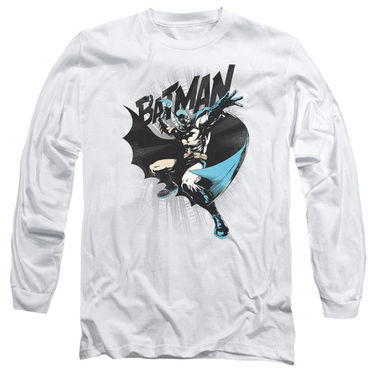 Batman Batarang Throw Mens Long Sleeve Shirt White Officially Licensed