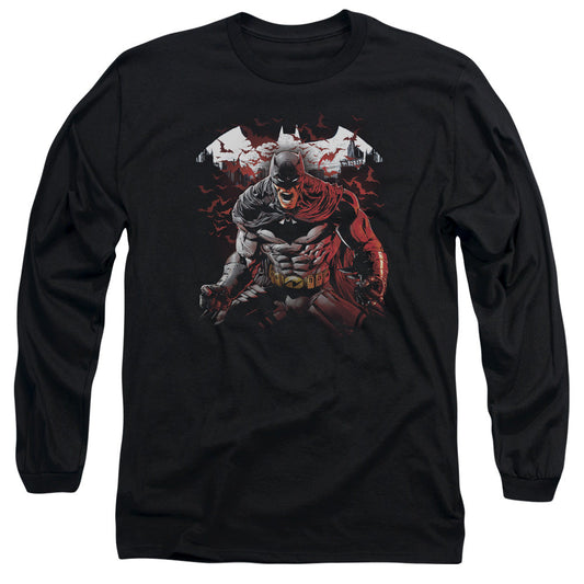 Batman Raging Bat Mens Long Sleeve Shirt Black Officially Licensed