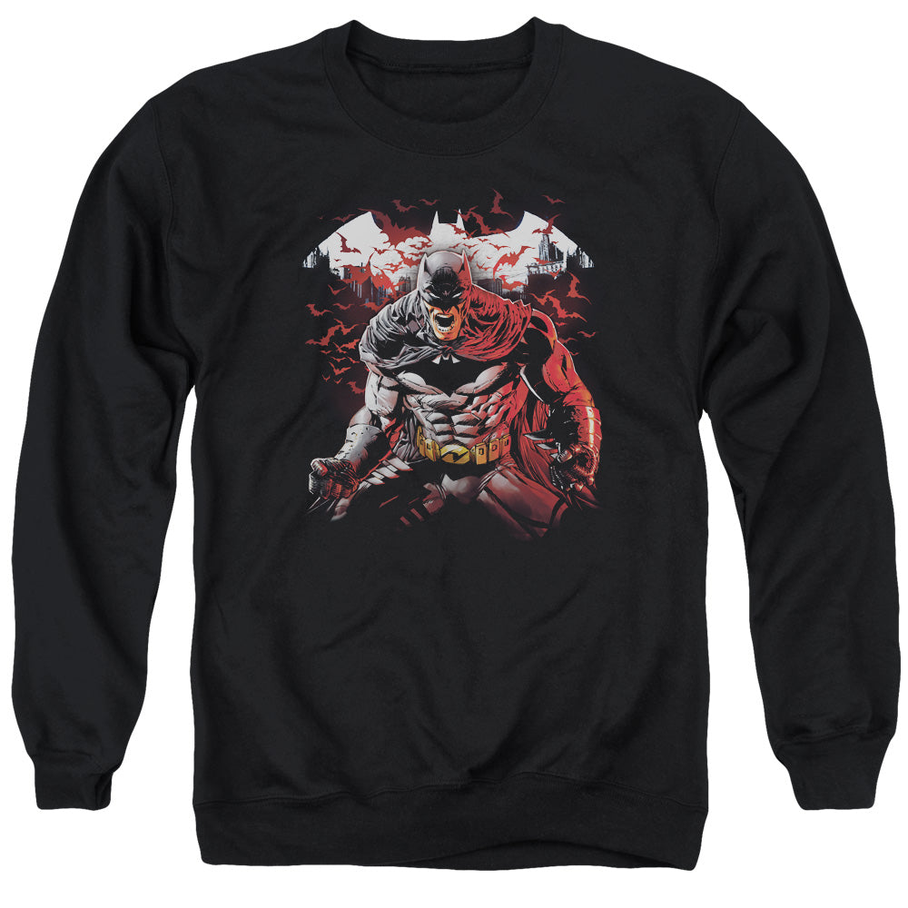 Batman Raging Bat Mens Crewneck Sweatshirt Black