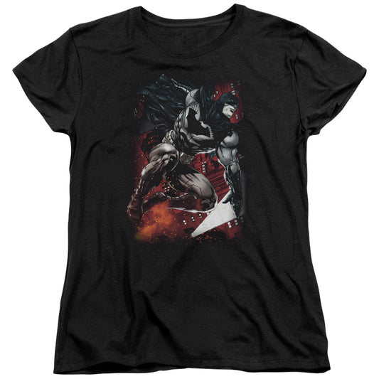 Batman Sparks Leap Womens T Shirt Black Officially Licensed