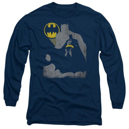Batman Bat Knockout Mens Long Sleeve Shirt Navy Blue Officially Licensed