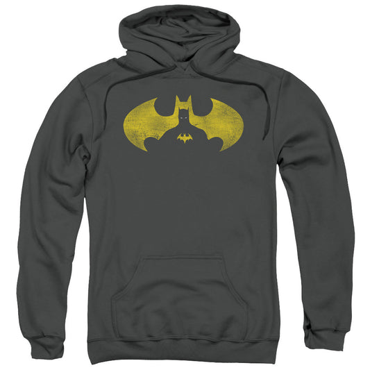 Batman Bat Symbol Knockout Mens Hoodie Charcoal Officially Licensed