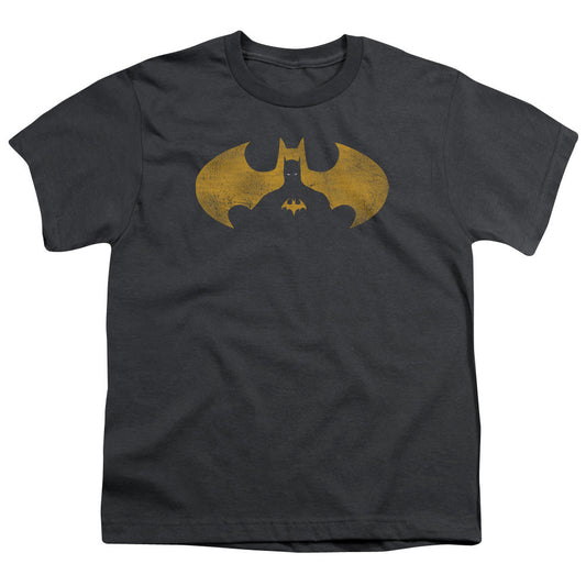 Batman Bat Symbol Knockout Kids Youth T Shirt Charcoal Officially Licensed