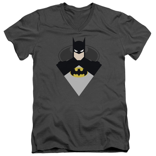 Batman Simple Bat Mens Slim Fit V Neck T Shirt Charcoal Officially Licensed