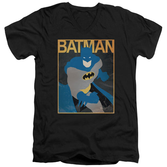Batman Simple Bm Poster Mens Slim Fit V Neck T Shirt Black Officially Licensed