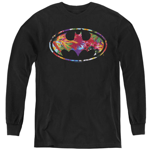 Batman Hawaiian Shield Long Sleeve Kids Youth T Shirt Black Officially Licensed