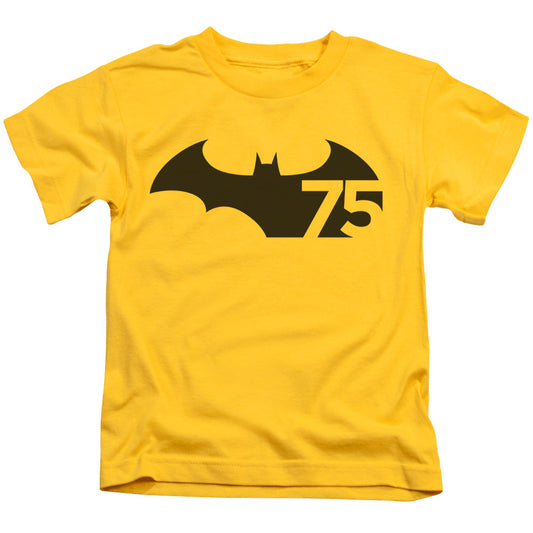 Batman 75 Logo Juvenile Kids Youth T Shirt Yellow Officially Licensed