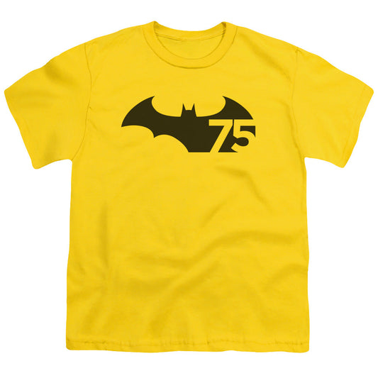 Batman 75 Logo Kids Youth T Shirt Yellow Officially Licensed