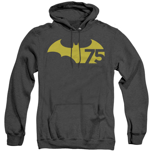 Batman 75 Logo 2 Heather Mens Hoodie Black Officially Licensed