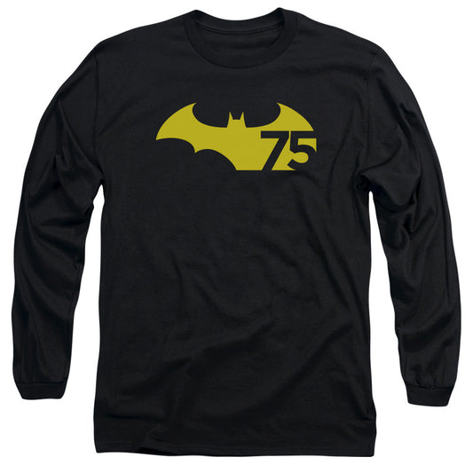 Batman 75 Logo 2 Mens Long Sleeve Shirt Black Officially Licensed
