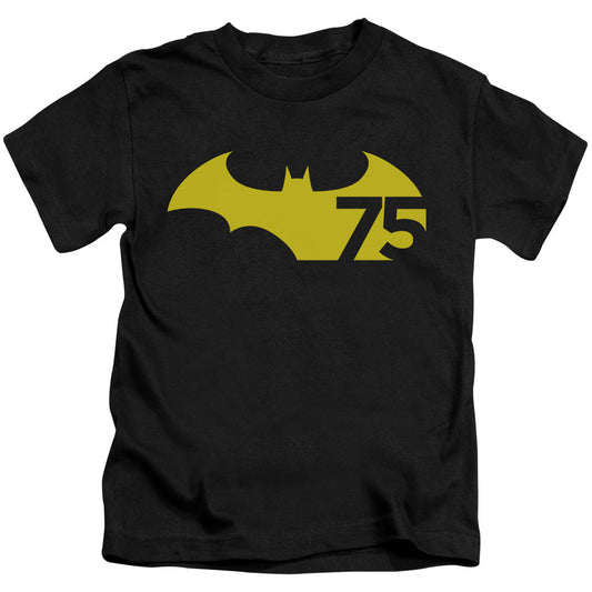 Batman 75 Logo 2 Juvenile Kids Youth T Shirt Black Officially Licensed