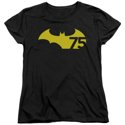 Batman 75 Logo 2 Womens T Shirt Black Officially Licensed