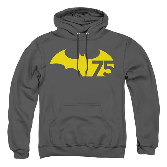 Batman 75 Logo 2 Mens Hoodie Charcoal Officially Licensed