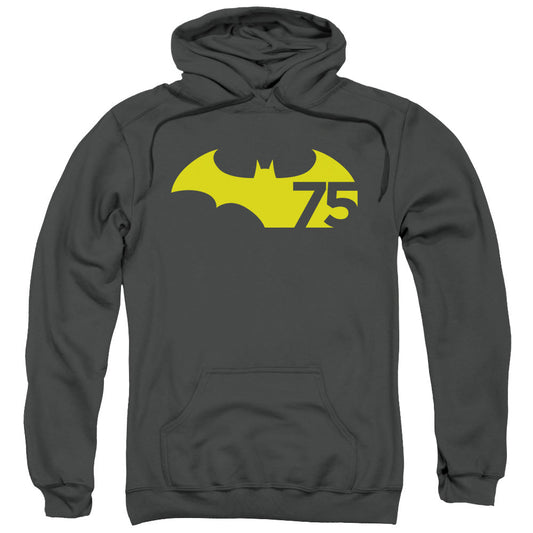 Batman 75 Logo 2 Mens Hoodie Charcoal Officially Licensed
