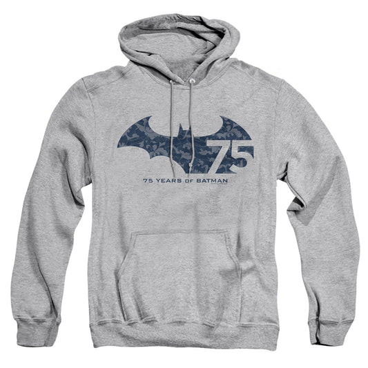 Batman 75 Year Collage Mens Hoodie Athletic Heather Officially Licensed