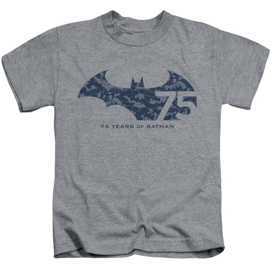 Batman 75 Year Collage Juvenile Kids Youth T Shirt Athletic Heather Officially Licensed