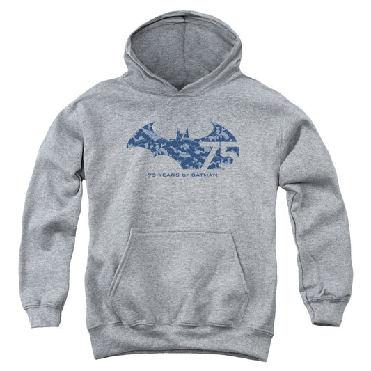 Batman 75 Year Collage Kids Youth Hoodie Heather Officially Licensed