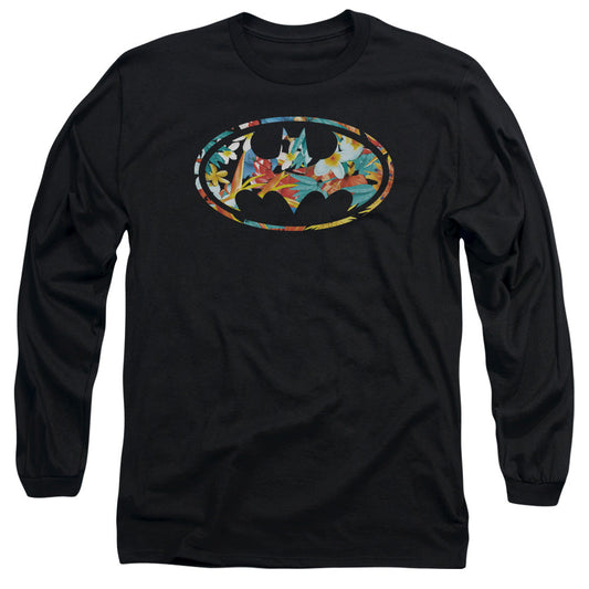 Batman Hawaiian Bat Mens Long Sleeve Shirt Black Officially Licensed