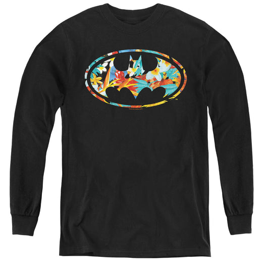 Batman Hawaiian Bat Long Sleeve Kids Youth T Shirt Black Officially Licensed