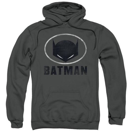 Batman Mask In Oval Mens Hoodie Charcoal Officially Licensed