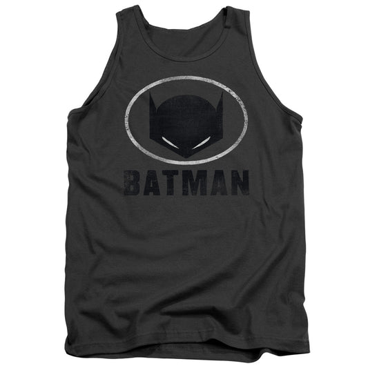 Batman Mask In Oval Mens Tank Top Shirt Charcoal Officially Licensed