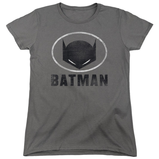 Batman Mask In Oval Womens T Shirt Charcoal Officially Licensed
