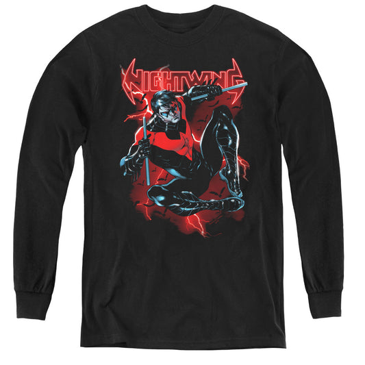 Batman Lightwing Long Sleeve Kids Youth T Shirt Black Officially Licensed