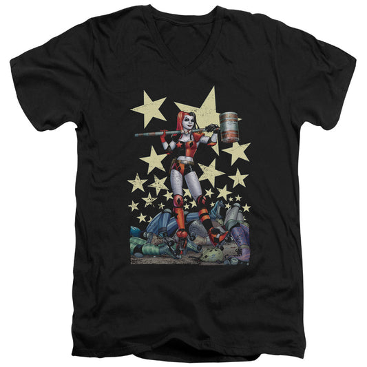 Batman Hammer Time Mens Slim Fit V Neck T Shirt Black Officially Licensed