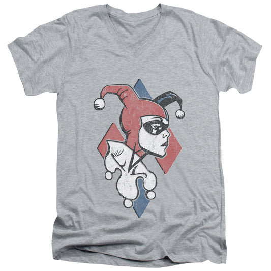 Batman Profiling Mens Slim Fit V Neck T Shirt Athletic Heather Officially Licensed