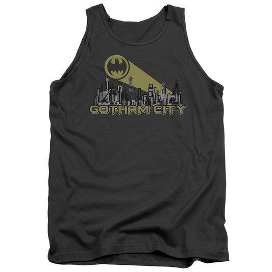 Batman Gotham Skyline Mens Tank Top Shirt Charcoal Officially Licensed