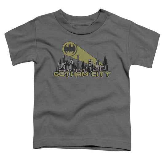 Batman Gotham Skyline Toddler Kids Youth T Shirt Charcoal Officially Licensed