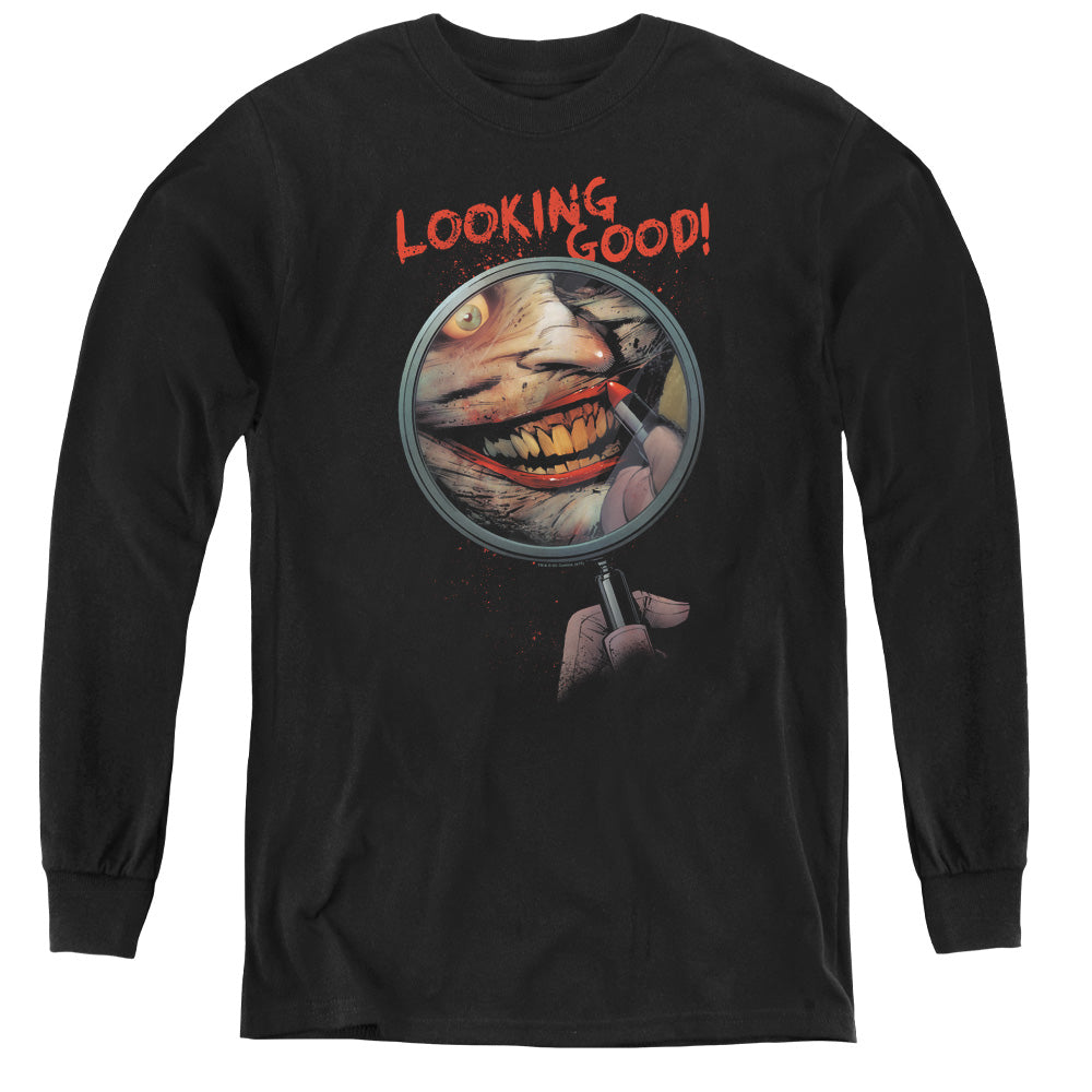 Batman Looking Good Long Sleeve Kids Youth T Shirt Black Officially Licensed