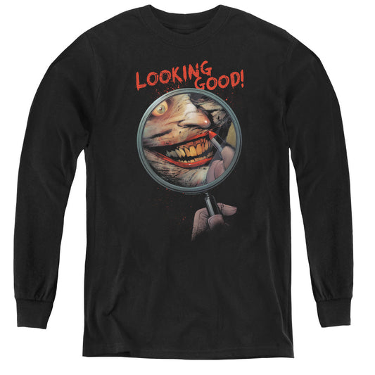 Batman Looking Good Long Sleeve Kids Youth T Shirt Black Officially Licensed