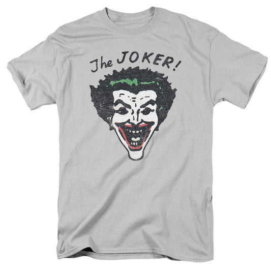 Batman Retro Joker Mens T Shirt Silver Officially Licensed
