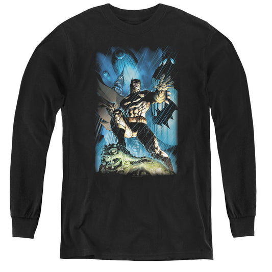 Batman Stormy Dark Knight Long Sleeve Kids Youth T Shirt Black Officially Licensed