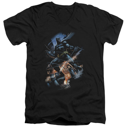 Batman Gotham Knight Mens Slim Fit V Neck T Shirt Black Officially Licensed