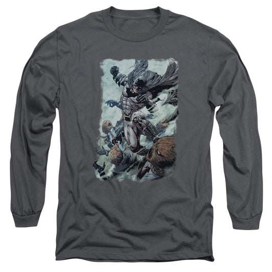 Batman Punch Mens Long Sleeve Shirt Charcoal Officially Licensed