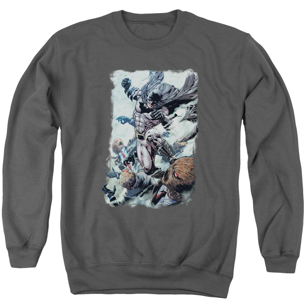 Batman Punch Mens Crewneck Sweatshirt Charcoal