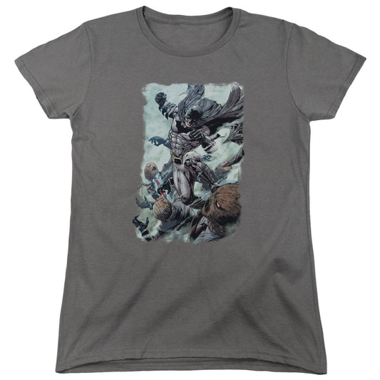 Batman Punch Womens T Shirt Charcoal Officially Licensed