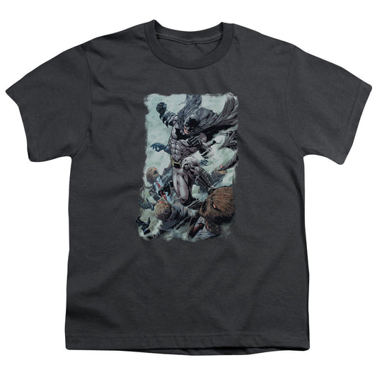 Batman Punch Kids Youth T Shirt Charcoal Officially Licensed