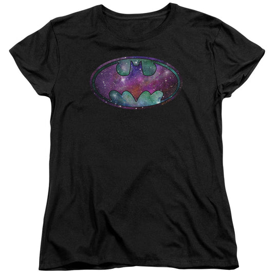 Batman Galaxies Signal Womens T Shirt Black Officially Licensed