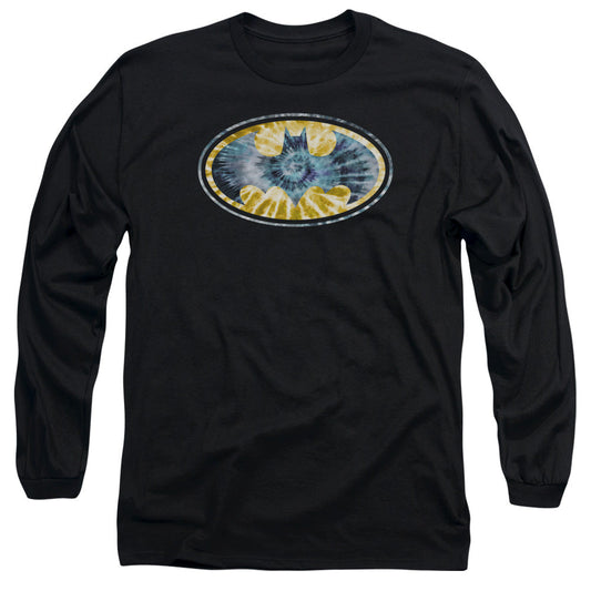 Batman Tie Dye 3 Mens Long Sleeve Shirt Black Officially Licensed